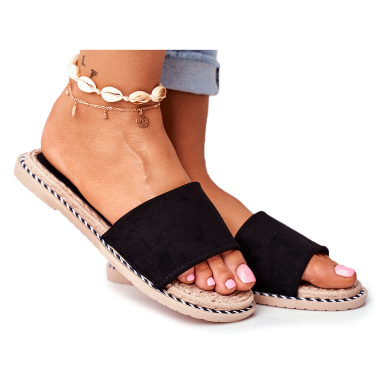 FRJ Klasické dámské pantofle semišové černé Podívejte se na mě černá