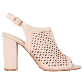 Weide Prolamované sandály na baru hnědý Weide Prolamované sandály na baru hnědý