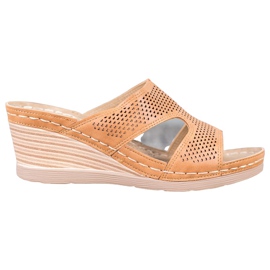 GOLL Lehké klínové pantofle hnědý