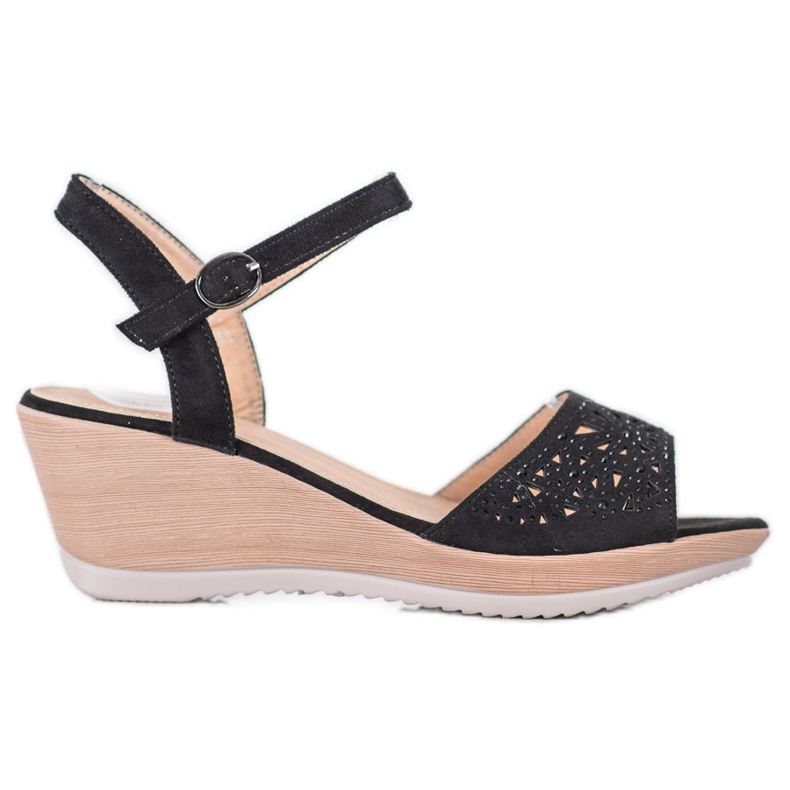 SHELOVET Lehké prolamované sandály černá