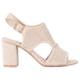 Small Swan Vestavěné prolamované sandály hnědý Small Swan Vestavěné prolamované sandály hnědý