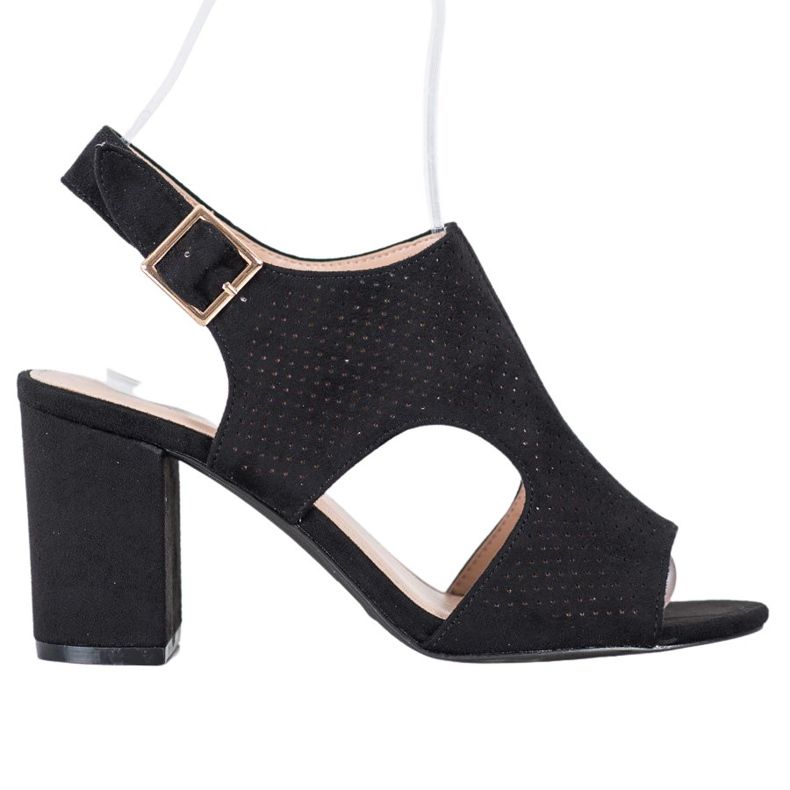 Small Swan Vestavěné prolamované sandály černá