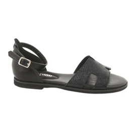 Černé sandály s podpatkem Daszyński MR1848-17 černá