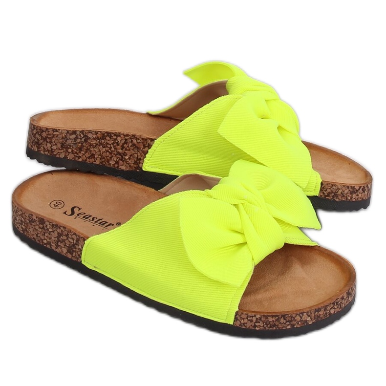 Neonové pantofle CK108 na korkové podrážce žlutá