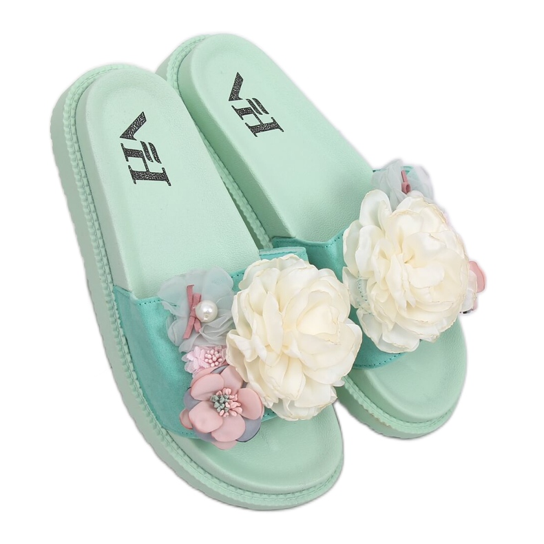 Mincovní pantofle na vysoké podrážce PT-109 Mint zelená