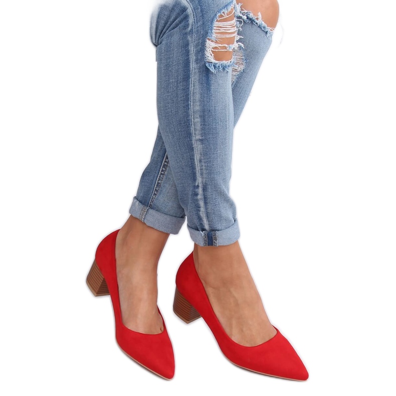 Čerpadla s dřevěnými podpatky červená CL75P červená červené