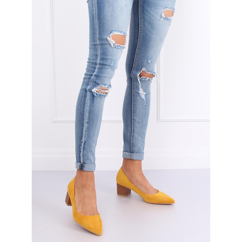 Lodičky na dřevěném podpatku CL75P Žlutý med žlutá