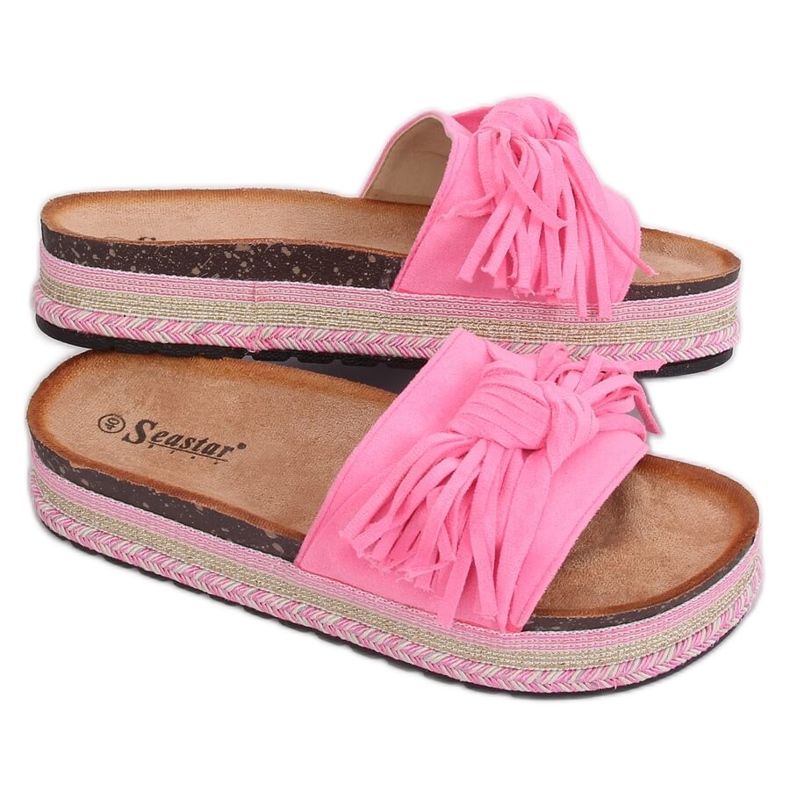 Dámské boho růžové pantofle CK138P Fluoresceml Fushie růžový Dámské boho růžové pantofle CK138P Fluoresceml Fushie růžový