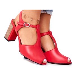 Dámské kožené sandály Maciejka Red 04117 červený