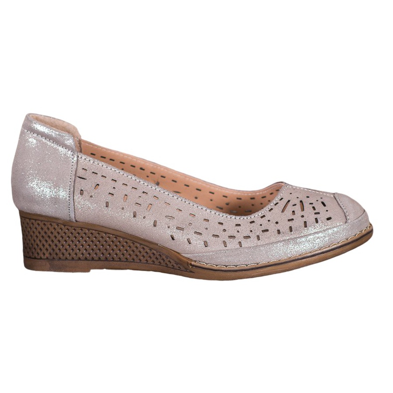 Filippo Kožená čerpadla se třpytkami hnědý žlutá