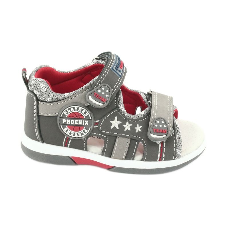 American Club Sandály s chlapci Boys Leather Insert DR15/20 Gray-Red šedá