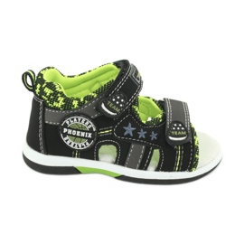 American Club Boys Sandals Leather Insert DR15/20 Black and Green černý