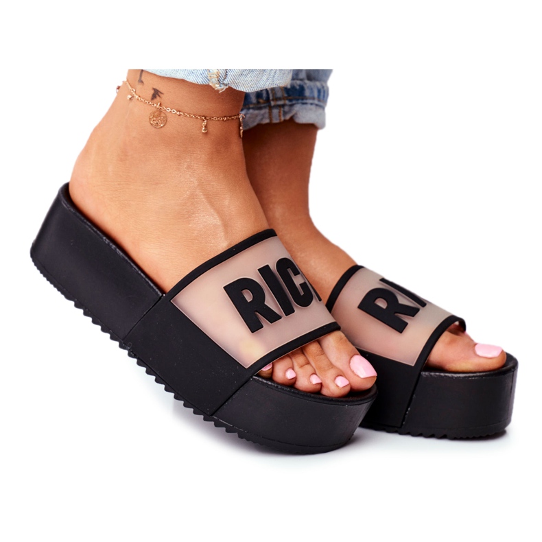 SEA Dámské černé pantofle na platformě černá