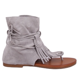 Šedé žabky se svrškem SL1010P Šedá