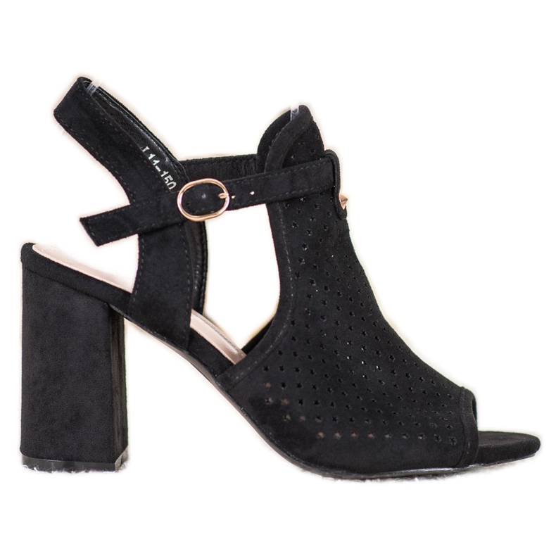 Small Swan Prolamované sandály ve hvězdách černá