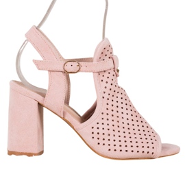 Small Swan Prolamované sandály ve hvězdách růžový