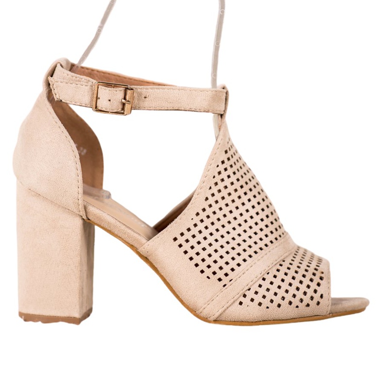 Small Swan Elegantní prolamované sandály béžový