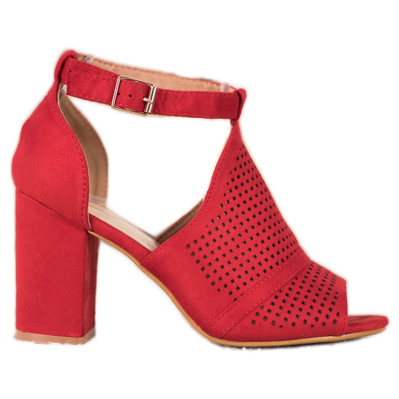 Small Swan Elegantní prolamované sandály červené Small Swan Elegantní prolamované sandály červené