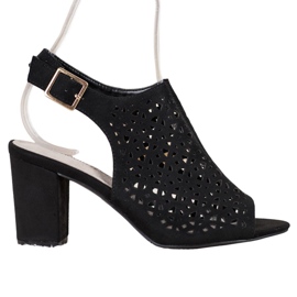 Goodin Prolamované sandály se semišem černý