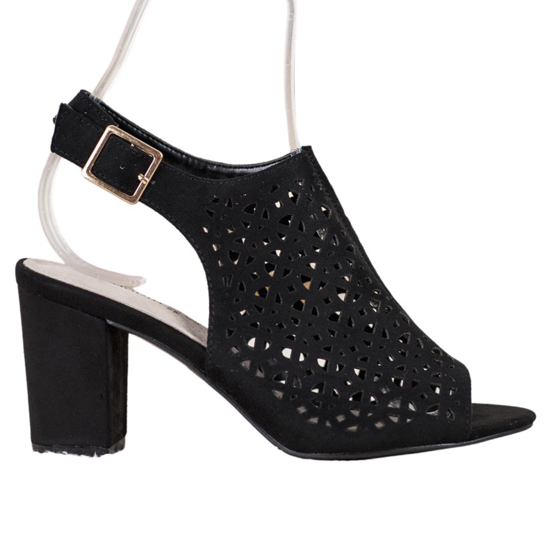 Goodin Prolamované sandály se semišem černá