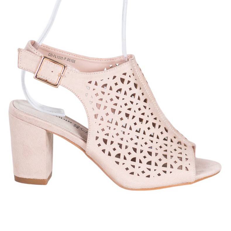 Goodin Prolamované sandály se semišem hnědý Goodin Prolamované sandály se semišem hnědý