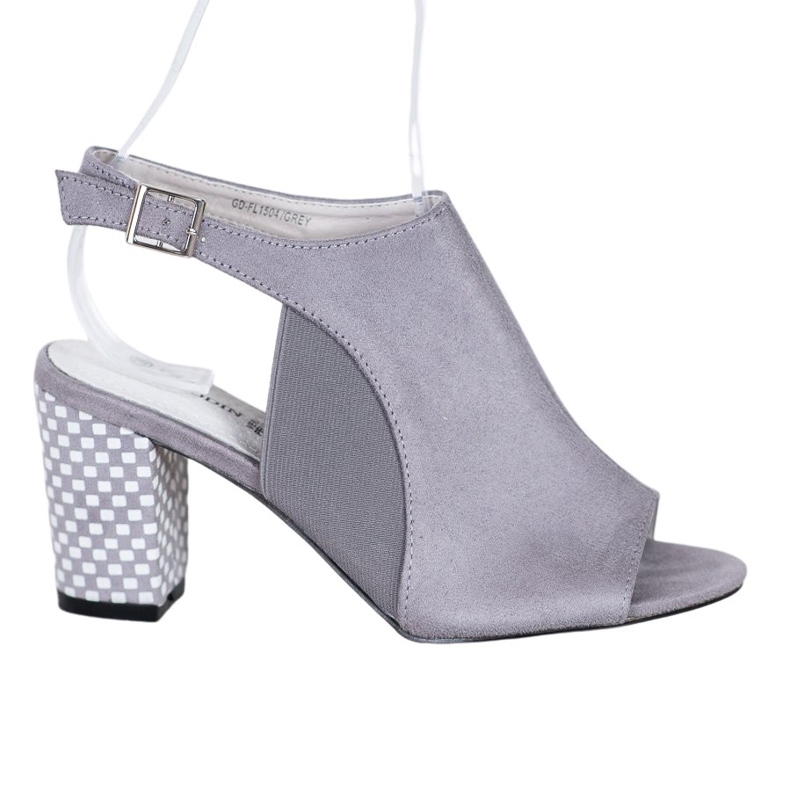 Goodin Vestavěné sandály s kostkovanou patou šedá
