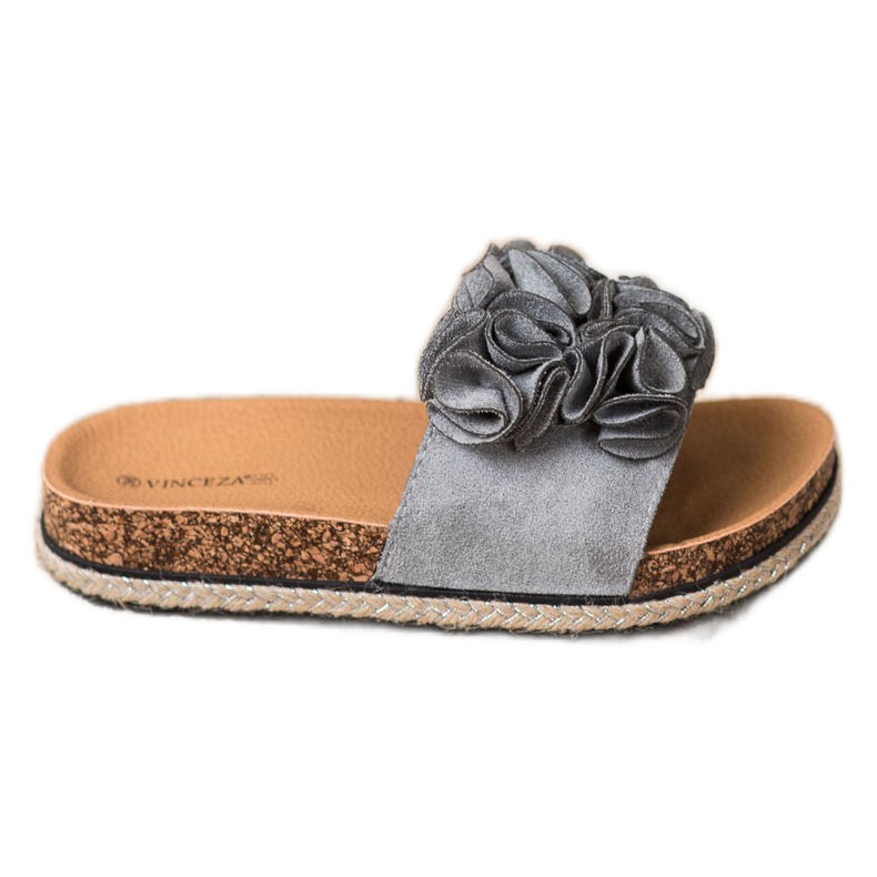 Pohodlné pantofle s květinami VINCEZA šedá Pohodlné pantofle s květinami VINCEZA šedá
