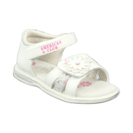 Dívčí sandály s květinami American Club XD12 / 20 bílý šedá