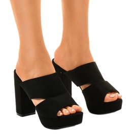 Černé semišové podpatky 9R55 černý