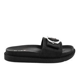 Černé pantofle se sponou YQ10067 černý