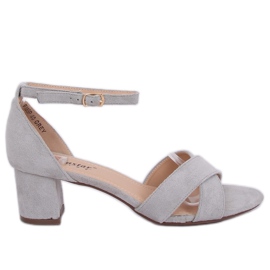 Šedé sandály na vysokém podpatku F189P Grey šedá Šedé sandály na vysokém podpatku F189P Grey šedá