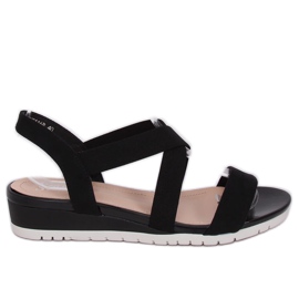 Černé sandály na nízkém klínovém podpatku NS116P Black černý
