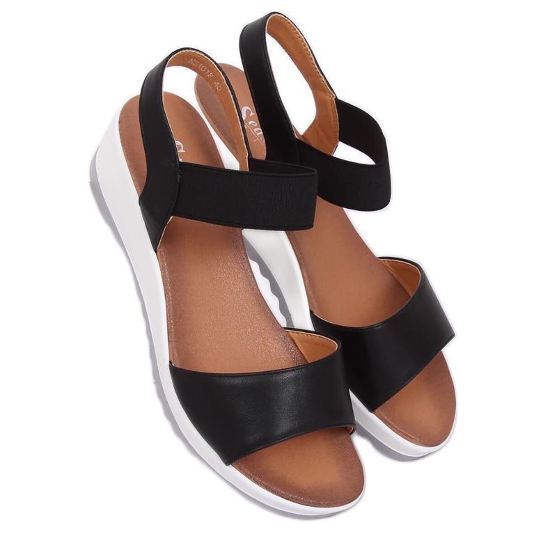 Černé sandály na klínovém podpatku NS101P Black černá Černé sandály na klínovém podpatku NS101P Black černá