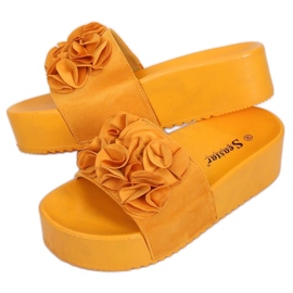 Sandály na vysoké podrážce CK148P Yellow pomerančový