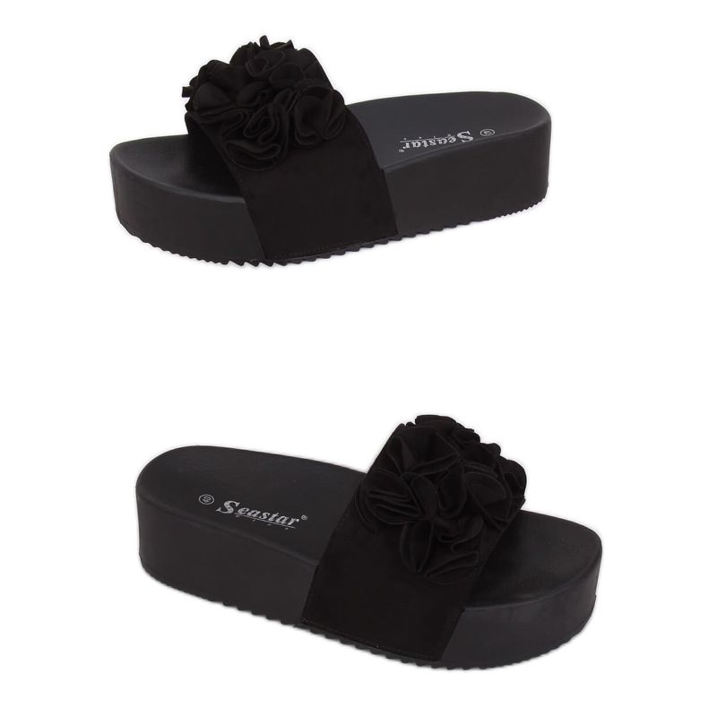 Černé pantofle s vysokou podrážkou CK148P černá