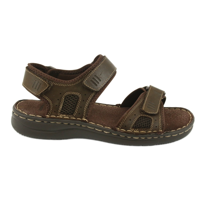 Pohodlné kožené sportovní sandály American Club CY13 / 20 hnědý Pohodlné kožené sportovní sandály American Club CY13 / 20 hnědý