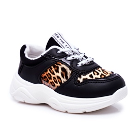 FRROCK Černá dětská sportovní obuv Penny Leopard Print bílý černý