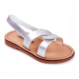 FRROCK Dětské nazouvací sandály s gumičkou Silver Bambino šedá FRROCK Dětské nazouvací sandály s gumičkou Silver Bambino šedá