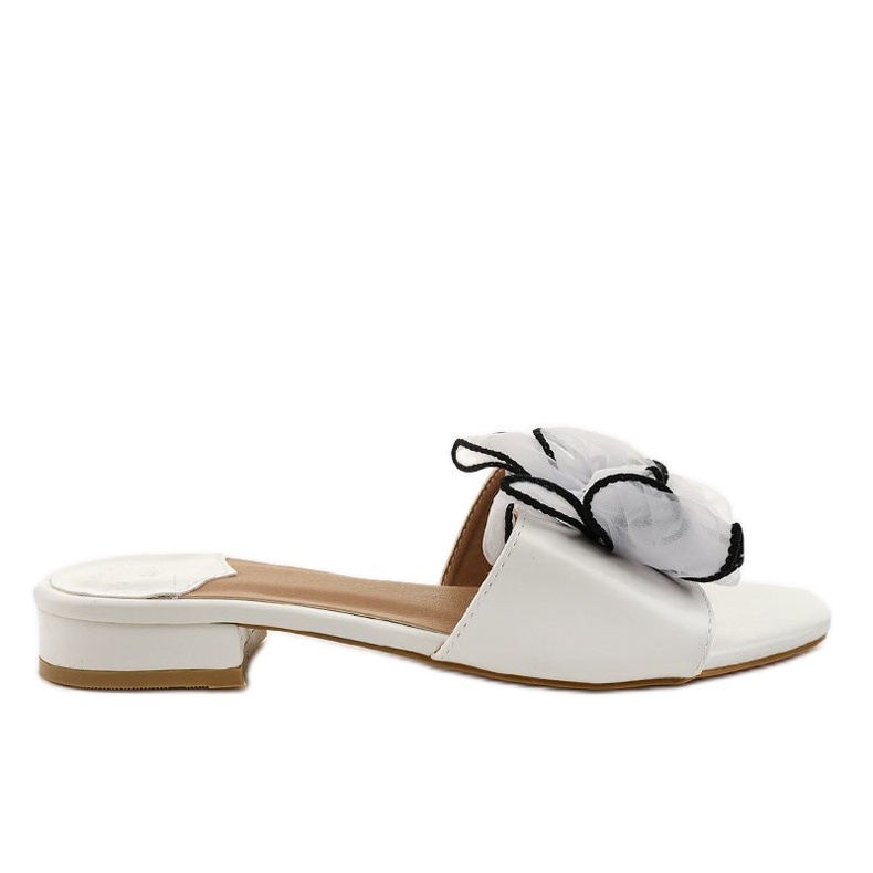 Bílé pantofle s mašlí na patě XH1021 bílý