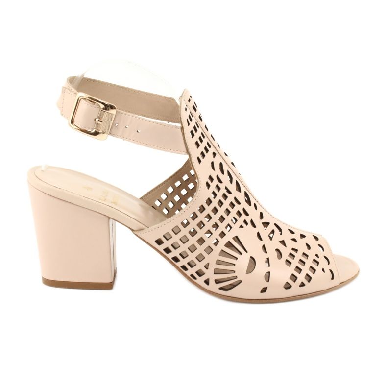 Sandály na baru Laura Messi 1924 Leather Beige Montoro růžový