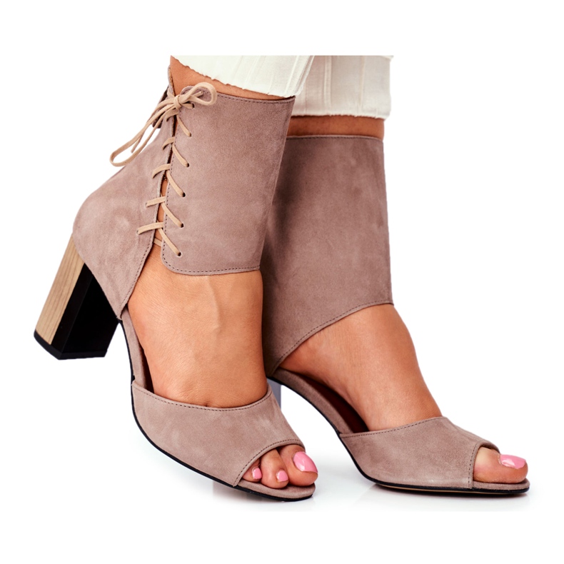 Dámské sandály na vysokém podpatku Maciejka béžový semiš 04122-04 Dámské sandály na vysokém podpatku Maciejka béžový semiš 04122-04