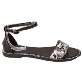 Goodin Ploché sandály s hadím potiskem černý