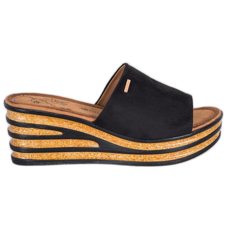 Goodin Stylové klínové pantofle černá