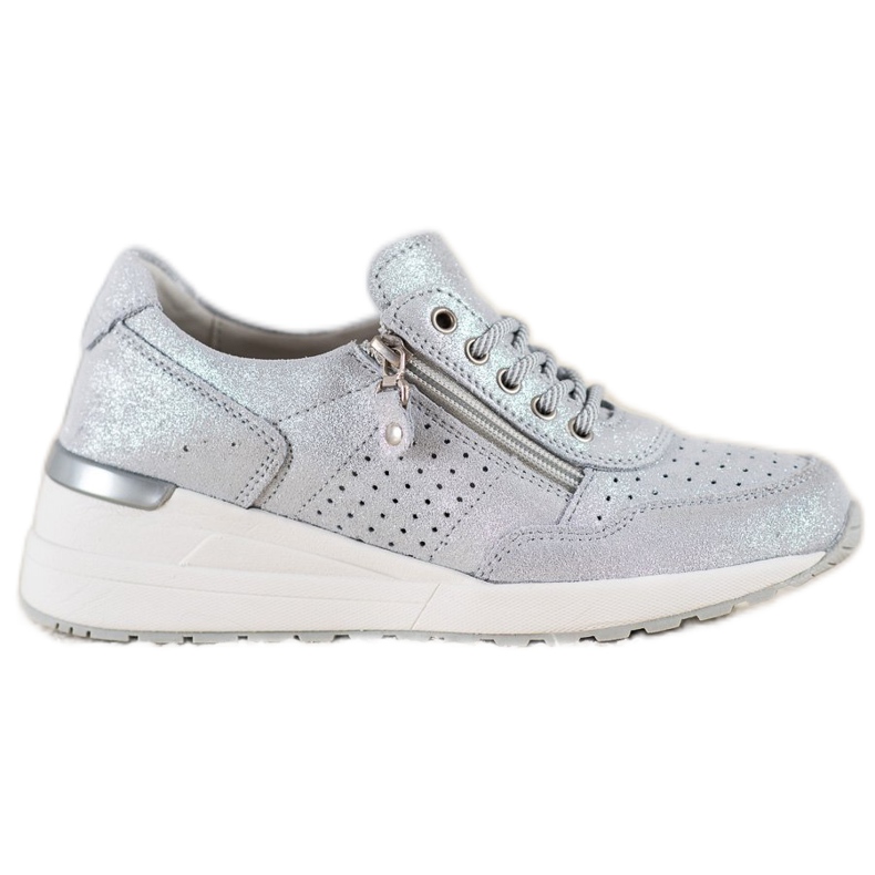 Kožené tenisky se zipem VINCEZA šedá