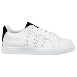 SHELOVET Bílé boty se semišovými vložkami bílý