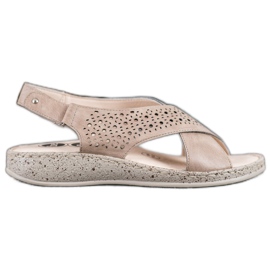 SHELOVET Pohodlné sandály na suchý zip hnědý