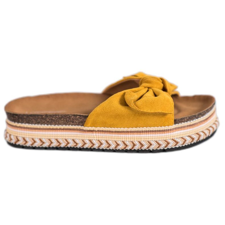 SHELOVET Módní pantofle na platformě žlutá