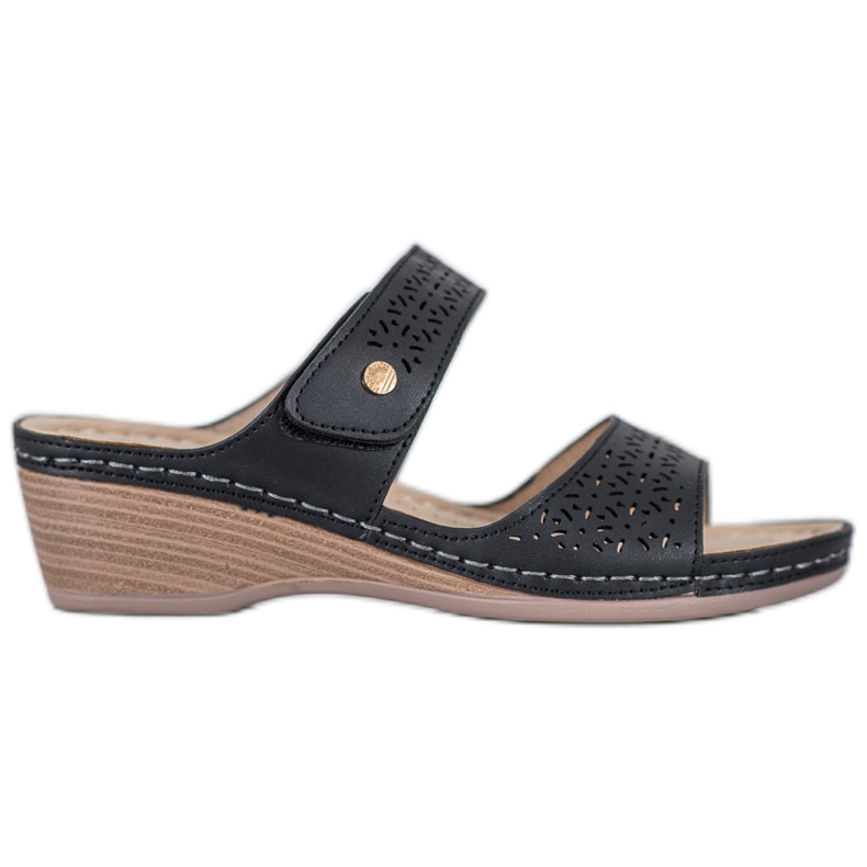 SHELOVET Lehké pantofle na suchý zip černá