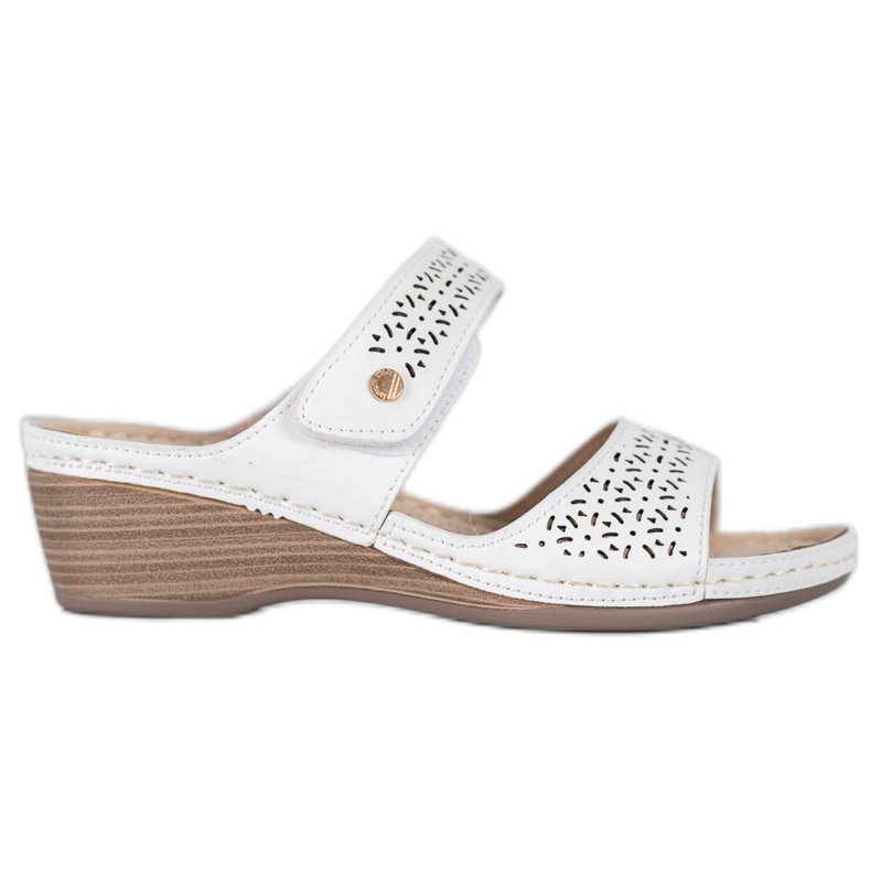 SHELOVET Lehké pantofle na suchý zip bílý