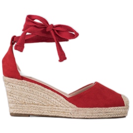 SHELOVET Klínové espadrilky červený